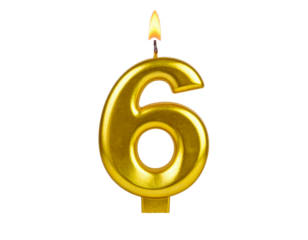 candle number six brithday isolated on transparent png