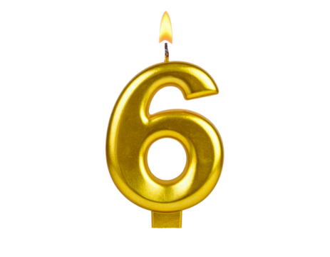 candle number six brithday isolated on transparent png