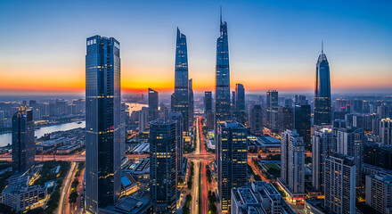 Fototapeta premium Drone Aerial Cityscape