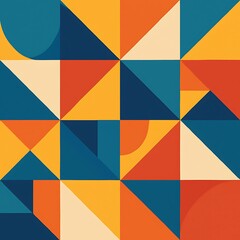 Obraz premium Geometric Abstract Art with Bright Colors, Modern Pattern Design, Colorful Shapes, Digital Artwork, Contemporary Wall Decor