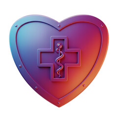 Obraz premium Heart Shield: Medical Protection Symbol, Health Care Branding, 3D Render