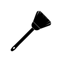 Illustration of a black cleaning brush tool on transparent background silhouette