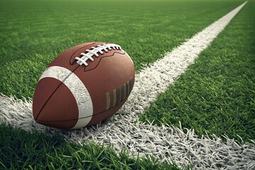 American football ball on grass