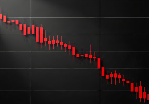 Red candlestick chart illustrates a significant market downturn with grid lines