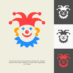 Happy Clown Jester Logo Colorful Cartoon Character Illustration