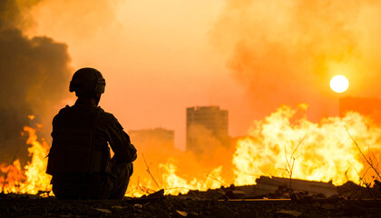 Shadow of a Soldier, a Destroyed City