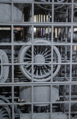 Object printed on 3D printer from molten plastic powder close-up. Model printed on 3D printer from melted polyamide powder. New modern additive 3D printing technology. Multi Jet Fusion MJF technology