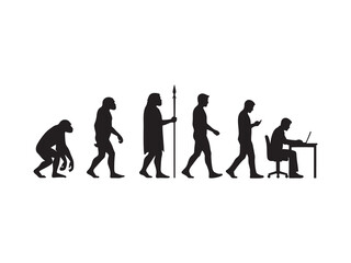&nbsp;silhouettes depicting human evolution on a white background