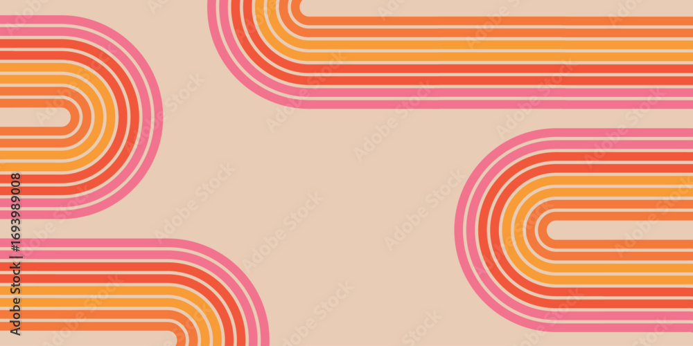 Aufkleber abstract background with 70s color gradient. background decorated with retro and fun geometric shape