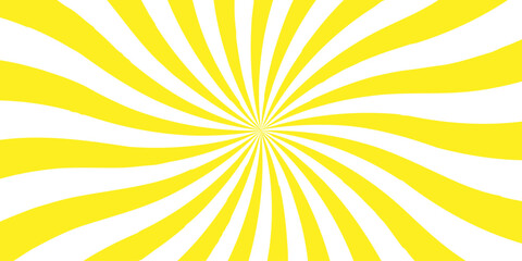 Vector sunray stripe background. Light sunburst glowing background. Sunburst pattern summer social banner. vector illustration pattern beam rays. Spiral radial striped backdrop design.	