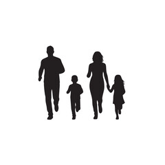 Family Running Silhouette