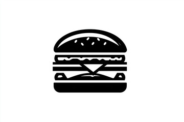 Fototapeta premium Minimalist Line Icon of Hamburger – Bold Black Outline Vector on White Background
