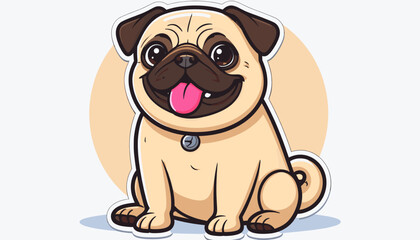 Obraz premium Cartoon pug dog with playful expression