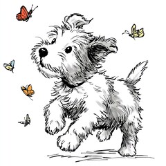 cute dog illustration on white page