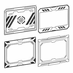 Futuristic interface frames with geometric accents borders