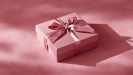 Fototapeta premium Elegant Pink Gift Box Mockup with Ribbon on Textured Background