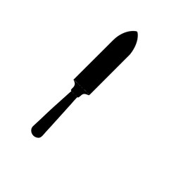Silhouette of a butter knife on transparent background