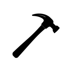 Silhouette of a claw hammer on transparent background