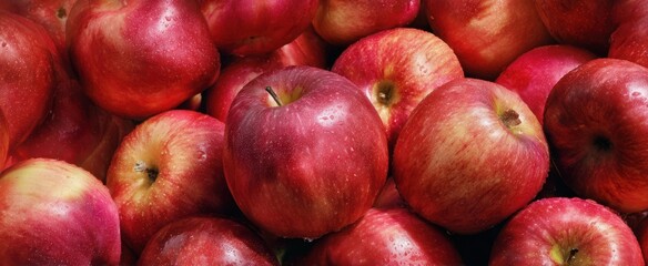 The apples piled in a glossy red heap ready for fresh healthy snacking