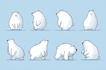 Cute polar bear illustrations in various poses.
