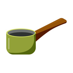 Green Cooking Pot Vector Illustration