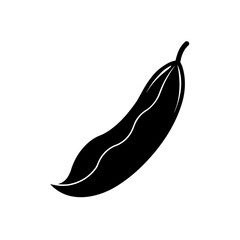 Silhouette of a single bean on transparent background