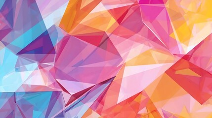 Fototapeta premium Abstract geometric background featuring polygonal shapes in blue pink orange and yellow hues