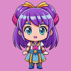 cartoon anime-style girl character is smiling brightly