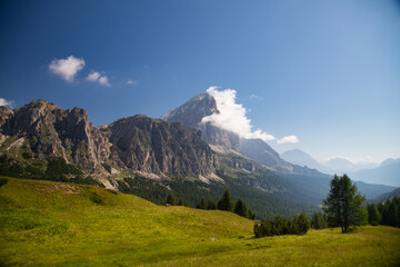 Alpine meadow in the mountains, The Dolomites, Italy