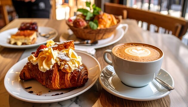 Cafe pastries and coffee