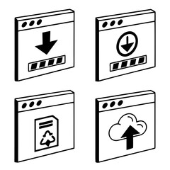 Upload download cloud recycle icons vector