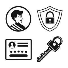 User profile shield lock card key icons user icon profile icon