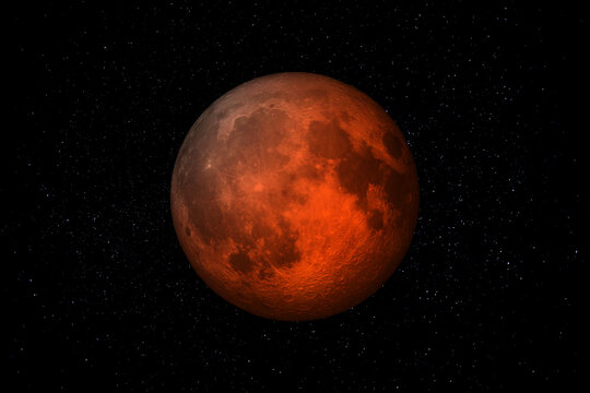 Blood moon during a total lunar eclipse. This image elements furnished by NASA.