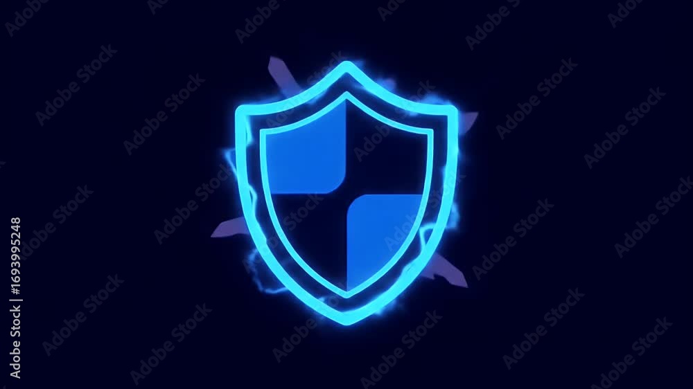 Aufkleber luminous shield icon with a powerful electric glow, representing robust digital security and data pr