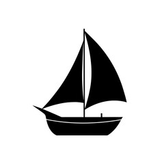 Silhouette of a sailing boat on transparent background