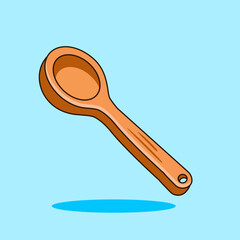 Wooden Spoon on a Light Blue Background Vector Illustration Cartoon Design