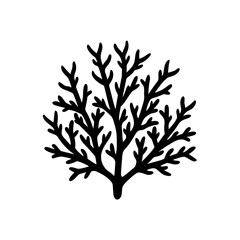 Silhouette of a small coral on transparent background