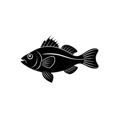 Silhouette illustration of fish on transparent background