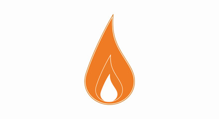 Orange Outline Stylized Flame Icon Vector Graphic Element