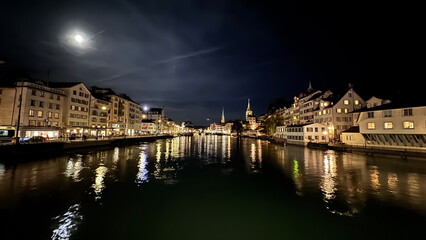 Fototapeta premium night view of Zürich