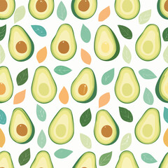 Avocado pastel vector seamless pattern with cute repeating elements.