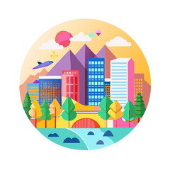 Obraz premium vector illustration of city