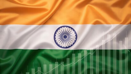 India flag overlay with rupee symbol and bar chart — representing strong financial market