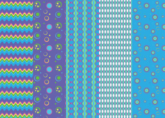 Psychedelic pattern, bright colors zigzags, purple yellow