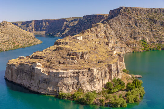 Rumkale fortress with Euphrates River at daytime