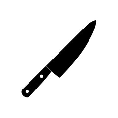 Silhouette of a sharp knife on transparent background