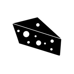 Black cheese wedge with holes on transparent background silhouette