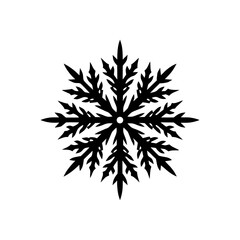 Detailed snowflake illustration on transparent background silhouette