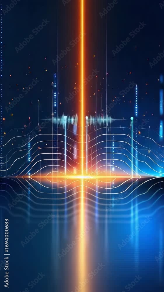 Poster bright colors and rhythmic patterns illustrate the interaction of sound and light, sparking creativi