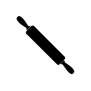 Isolated black rolling pin icon on transparent background silhouette